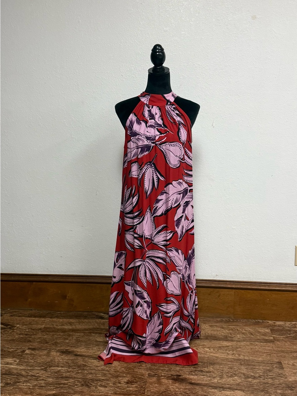 MSK Red and Pink Floral Maxi Dress